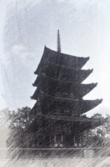 古建筑素描