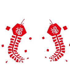 艺术字春节过年鞭炮六边形福字挂件