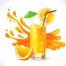 进口蔬果手绘水彩脐橙汁
