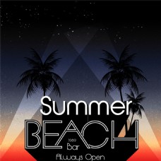 夏季夜晚沙滩酒吧海报矢量素材