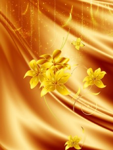 丝绸黄金百合珠宝花朵