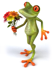 其他生物拿着花束的3D青蛙图片