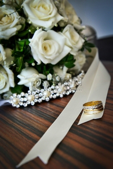 鲜花，婚姻，婚礼，戒指，白，花