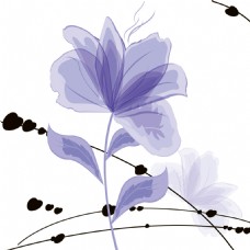 淡雅紫色花枝装饰画