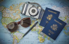 出国护照签证护照等旅游元素高清