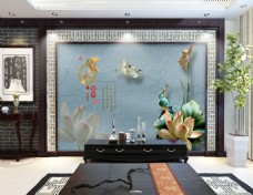中国风设计复古玉雕中国风电视背景墙设计素材