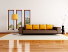 时尚家具黄色沙发客厅效果图图片