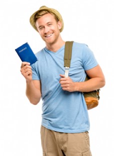 拿着护照的外国男人图片