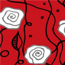 红色背景抽象玫瑰花装饰画