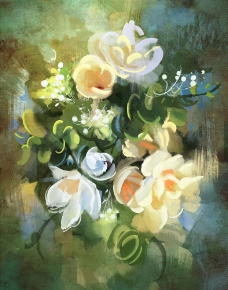 无框画水彩盛开的花朵油画图片