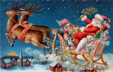 圣诞节坐在雪橇上的圣诞老人图片
