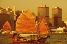 黄昏时的香港海面风光图片