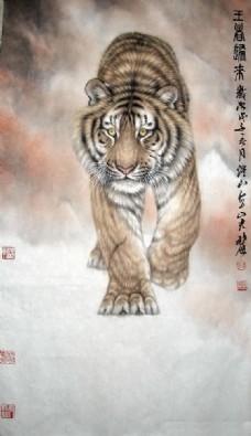 老虎装饰画图片