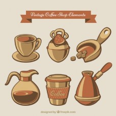 咖啡杯咖啡壶小图标素材
