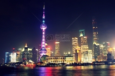 上海城市城市灯光夜晚地平线摩天大楼亚洲中国上海高楼林立