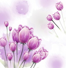 紫色花苞背景墙