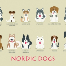 可爱狗狗可爱北欧狗图标矢量图