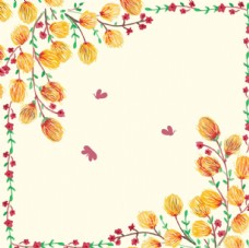 手绘水彩春季蝴蝶花卉框架