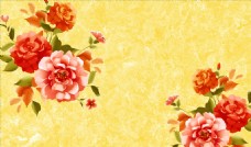 欧式花纹背景石纹手绘花朵背景墙