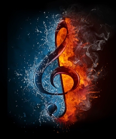 音符燃烧的音乐符号图片