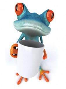 茶杯手拿杯子的青蛙图片