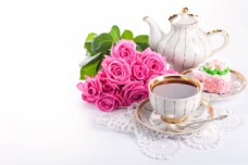 茶杯粉色玫瑰花图片
