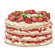手绘奶油草莓蛋糕