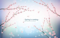 春季新品上市朦胧背景春季桃花背景
